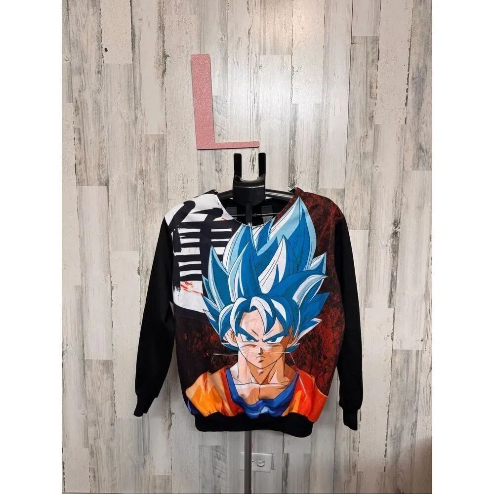Dragon Ball Z Goku Super Saiyan Blue Graphic Sweatshirt Black Size L